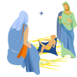 Maria und Josef mit Jesuskind - Grafik